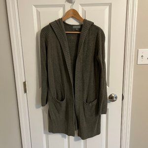 Barefoot Dreams Moss Green Hooded Cardigan - XS